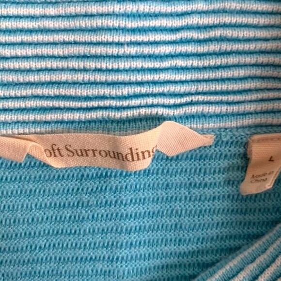Soft Surroundings Jacket Womens Sz Large Full Zip Striped Leisure Blue Sky Knit - Picture 6 of 9